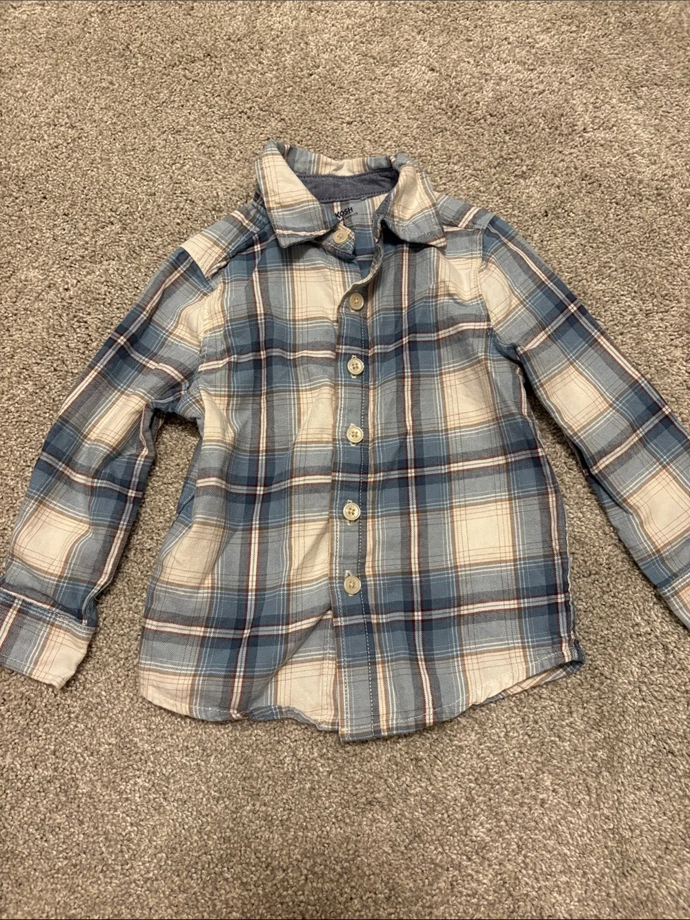 OshKosh B'gosh Toddler boy Brown Overalls and plaid shirt bundle